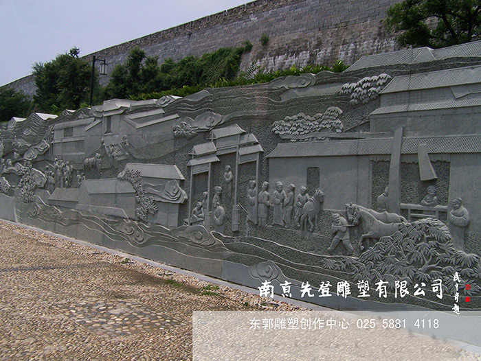 刘公祠（纪念大明名臣刘伯温祠堂）巨型青石花岗岩浮雕制作中
